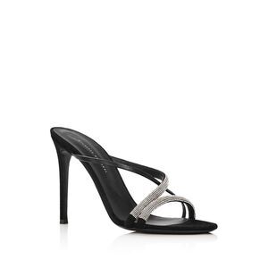 GIUSEPPE ZANOTTI Womens Black Kanda Stiletto Slip On Leather Sandals Shoes 36.5